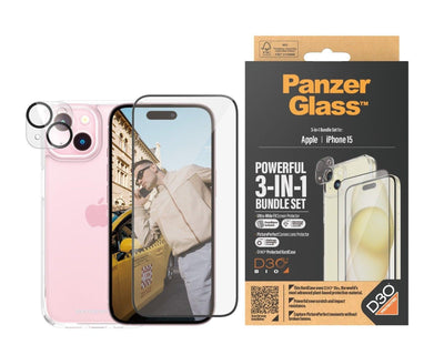 Panzer Glass 3-in-1 Case & Screen Protector Bundle for iPhone 15.