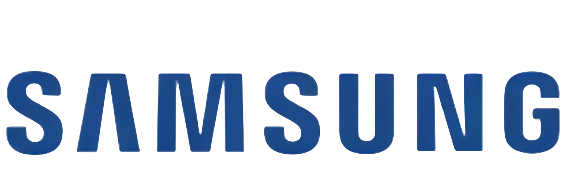 Blue samsung logo on a black background.