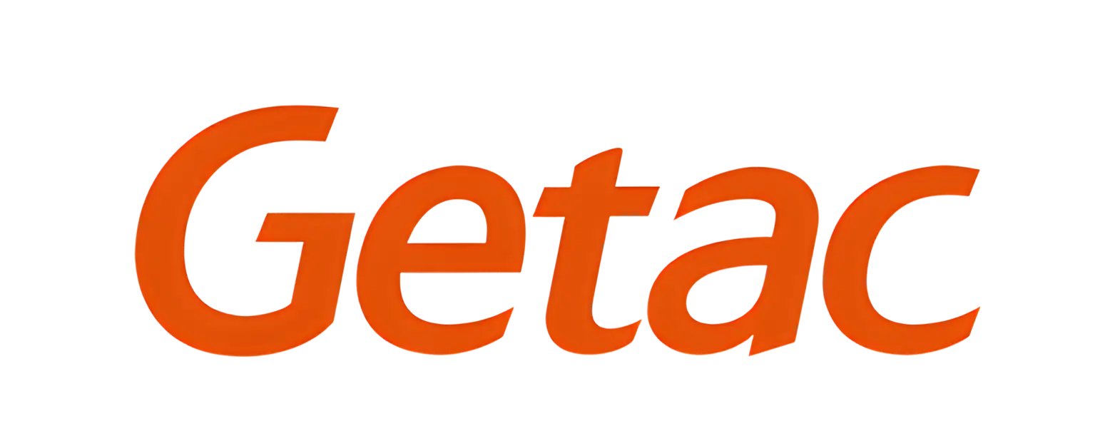 Orange getac logo on black background