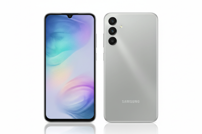 Samsung Galaxy A56 5G smartphone Awesome Lightgray color,front and back display white background